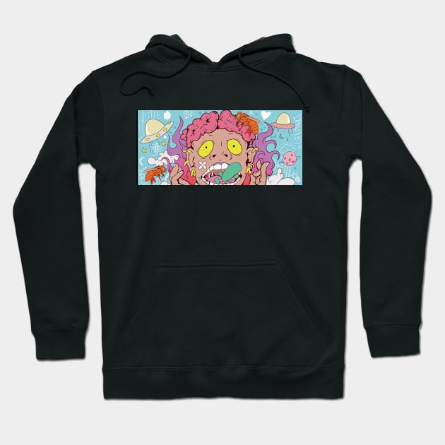 Super dope brain is on fire cartoon colorful illustration Hoodie by slluks_shop